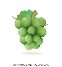 Uvas verdes. Icono 3d del lote de uvas. Vector de alta calidad