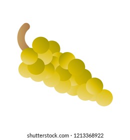 Green Grapes. Bunch of green grapes with stem, isolated on white background. Fruit. Vector illustration. EPS 10.