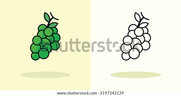 Green Grapes Cartoon Coloring Page Illustration Stock Vector (Royalty ...