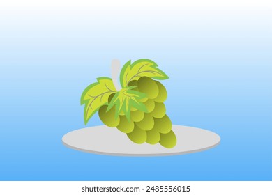 green grapes in dish blue gradation color background
