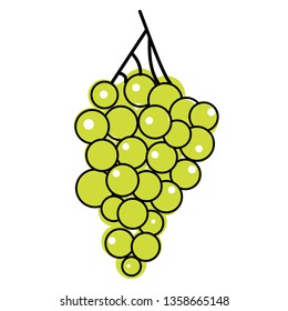 green grapes flat illustration on white