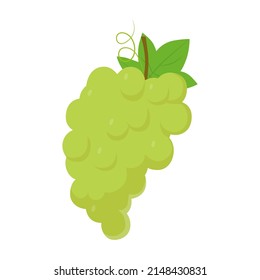 Uvas verdes, fruta. Ilustración vectorial plana en estilo de caricatura aislada en fondo blanco