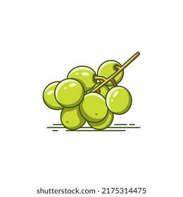 Ilustración de vectores de uvas verdes aislados en fondo blanco