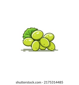 Green grapes fruit vector illustration isolated on white background
