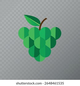 Uvas verdes com folha verde no topo. Grandes uvas de verão maduras, muito ricas, doces. Ilustração vetorial EPS 10