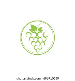 green grapes nature ecology or wine logo isolated on white background. vector illustration