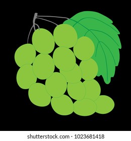 Green grapes on a black background