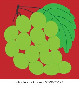 Green grapes on a red background