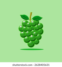 Green grapes vector icon illustration on blue background.