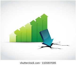 green graph depression. Vector Illustration. isolated over a white background