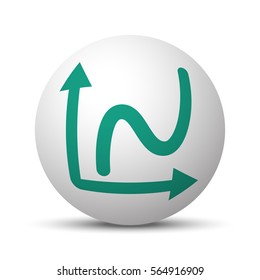 Green Graph icon on white sphere