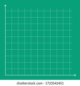 Green graph paper, blue line with x axis, y axis