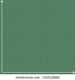 Green graph paper, white line with x axis, y axis