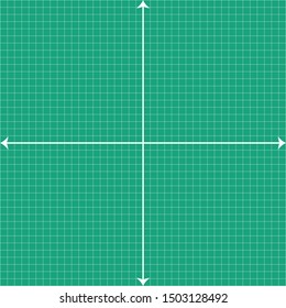 Green graph paper, white line with x axis, y axis
