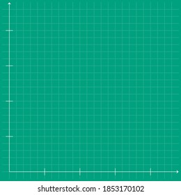 Green graph paper with white point pattern and black x y line