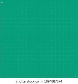 Green graph paper with white point pattern and white x y line