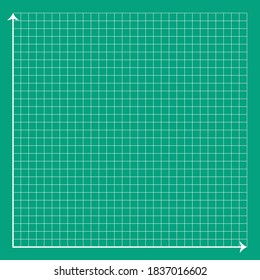 Papel gráfico verde con líneas blancas de eje XY.