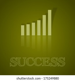 Green graph up. Vector business symbol with text.