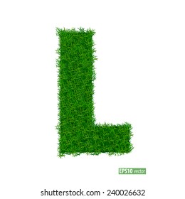 Green grass alphabet. Vector illustration.