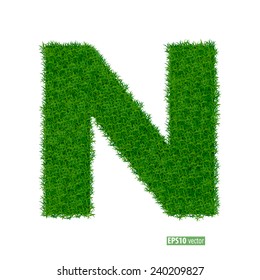 Green grass alphabet. Vector illustration.