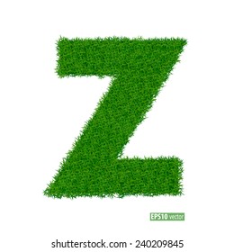 Green grass alphabet. Vector illustration.