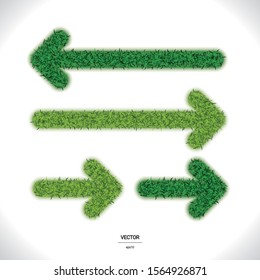 Green Grass Arrow on White Background. 3D Vector Illustration