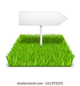 Green grass arrow realistic isolated vector illustration