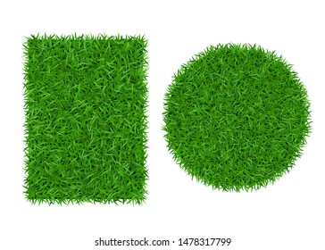 Terraza 3D de fondo verde. Balón natural de césped. Rótulo abstracto de textura de campo de fútbol, rectángulo. Patrón de pastizales del paisaje terrestre. Diseño elegante. Hermoso prado Vector ilustración