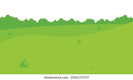 Fondo de hierba verde. Paisaje de hierba. Campo Verde. Ilustración De Grass Hill. Paisaje de campo verde