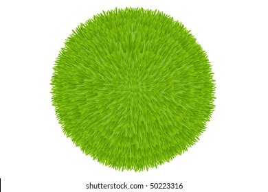 Green Grass Ball, Isolated On White