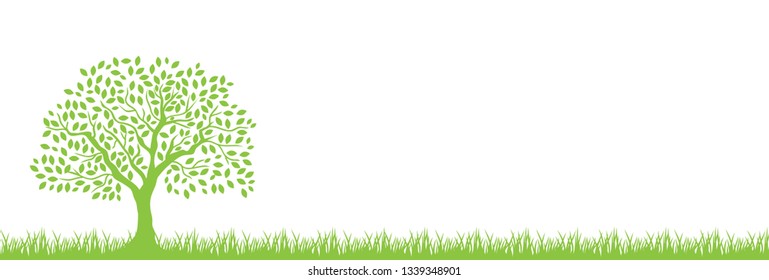  green grass and beautiful tree illustration