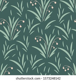 
Green grass with berries. Seamless pattern. Endless texture. Vector.