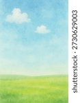 green grass blue sky background