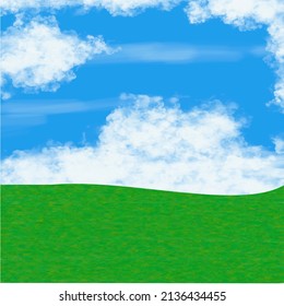 green grass and blue sky background , vector illustration