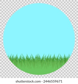 Green Grass With Blue Sky In Round Frame
