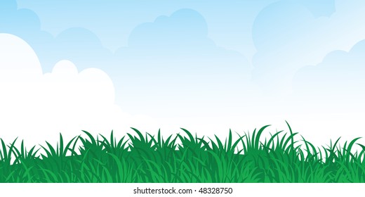 green grass and blue sky. vector