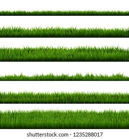 Green Grass Border Big Collection, Vector Illustration