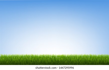 Green Grass Border With Blue Sky With Gradient Mesh, Vector Illustration