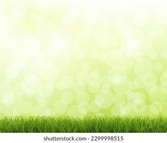 Green Grass Border With Bokeh 
With Gradient Mesh, Vector Illustration