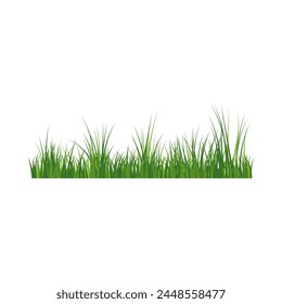 Green grass border. High green fresh grass isolated illustration.