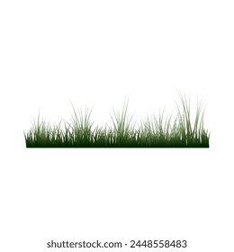 Green grass border. High green fresh grass isolated illustration.