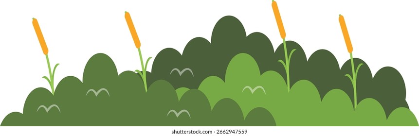 Green Grass Border Isolated on White Background. Vector Illustration with Cartoon Design.