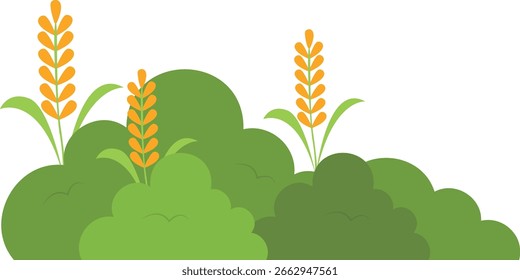 Frontera de hierba verde aislada sobre fondo blanco. Ilustración vectorial con diseño de dibujos animados.