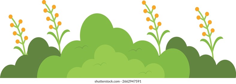 Borda de grama verde isolada no fundo branco. Ilustração vetorial com desenho animado.