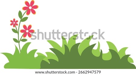 Green Grass Border Isolated on White Background. Vector Illustration with Cartoon Design.