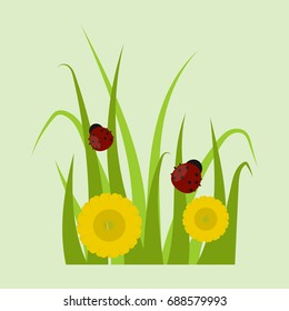 Green grass border plant lawn nature meadow ecology summer gardening vector illustration