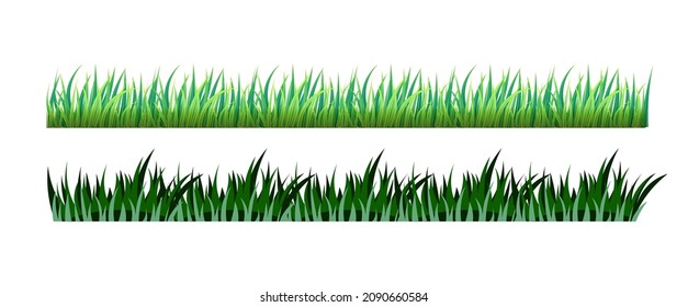 Green grass border set on white background. Vector Illustration