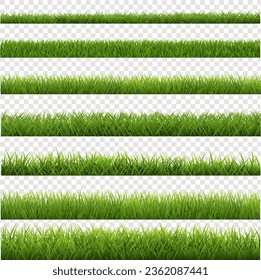 Borde De Grasa Verde Fijado Con Fondo Transparente Con Malla De Gradiente, Ilustración Vectorial