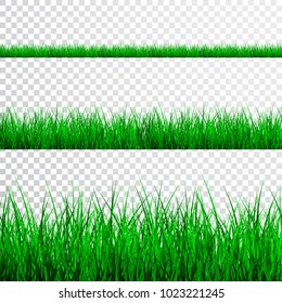 Green Grass Border Set, Vector Illustration.