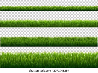 Green Grass Border Transparent Background With Gradient Background, Vector Illustration